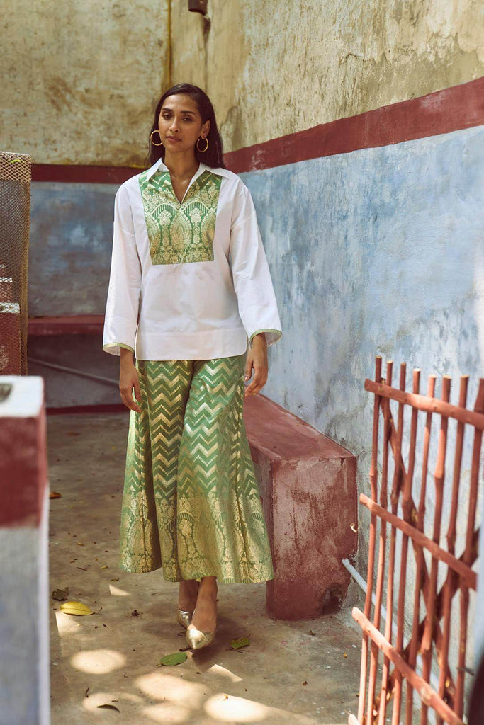 BROCADE BIB & PANT SET - dash and dot dash and dot