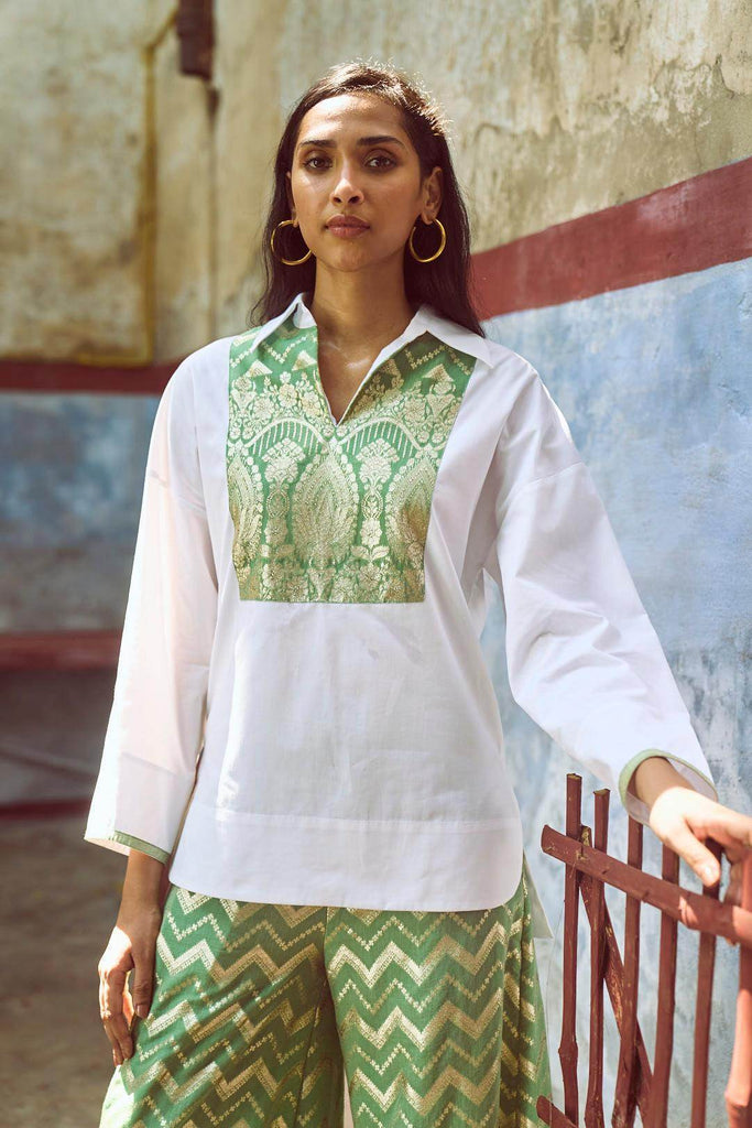 BROCADE BIB & PANT SET - dash and dot dash and dot