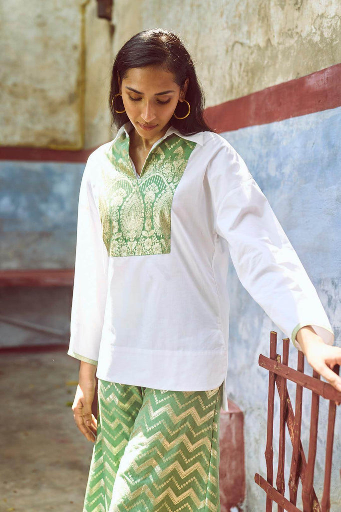 BROCADE BIB & PANT SET - dash and dot dash and dot