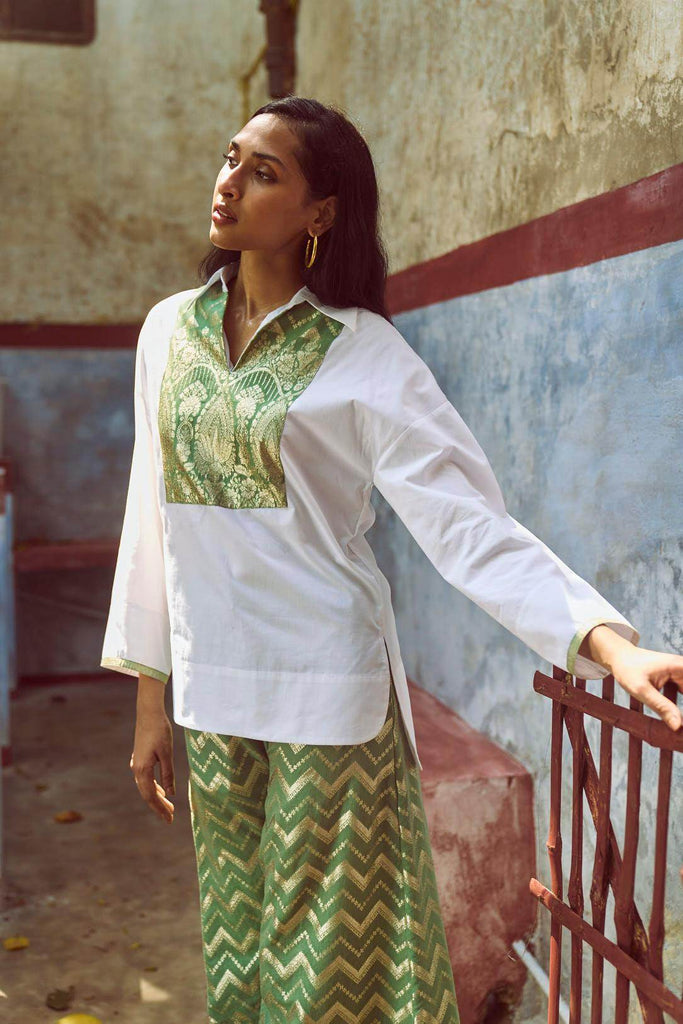 BROCADE BIB & PANT SET - dash and dot dash and dot