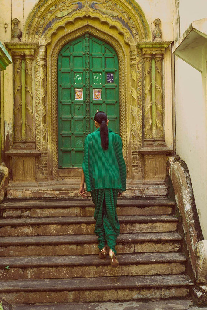 DRAPED STRIPED DHOTI PANT - dash and dot dash and dot