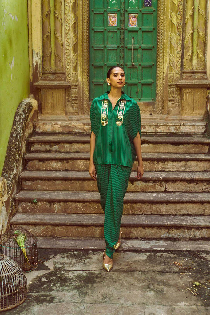 DRAPED STRIPED DHOTI PANT - dash and dot dash and dot