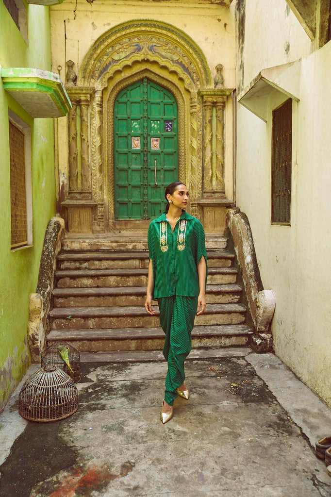 DRAPED STRIPED DHOTI PANT - dash and dot dash and dot