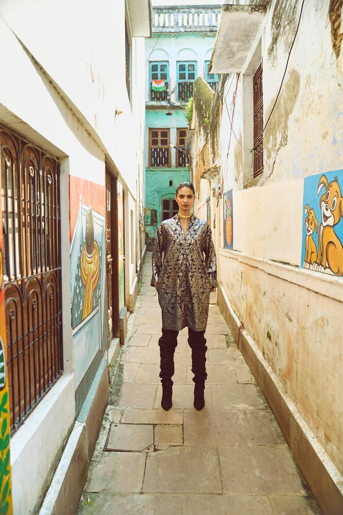 FOIL PRINT SHIRT DRESS - dash and dot