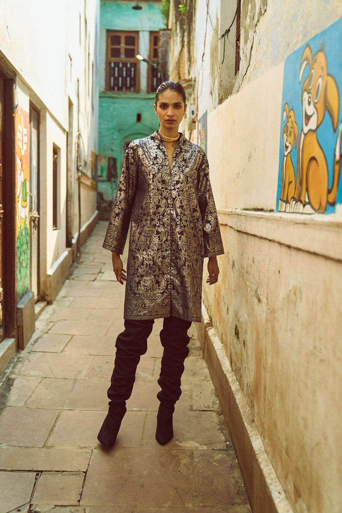 FOIL PRINT SHIRT DRESS - dash and dot dash and dot