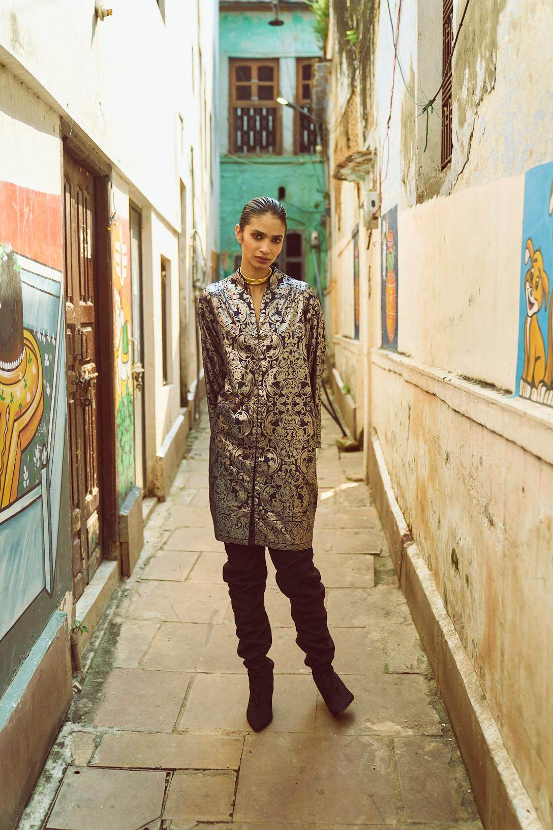 FOIL PRINT SHIRT DRESS - dash and dot