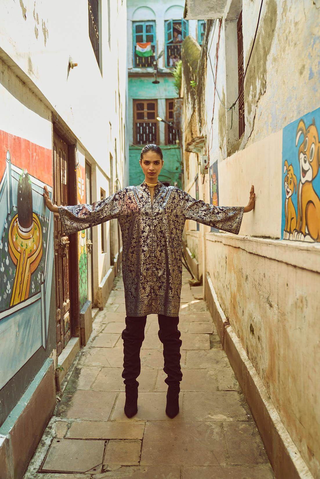 FOIL PRINT SHIRT DRESS - dash and dot