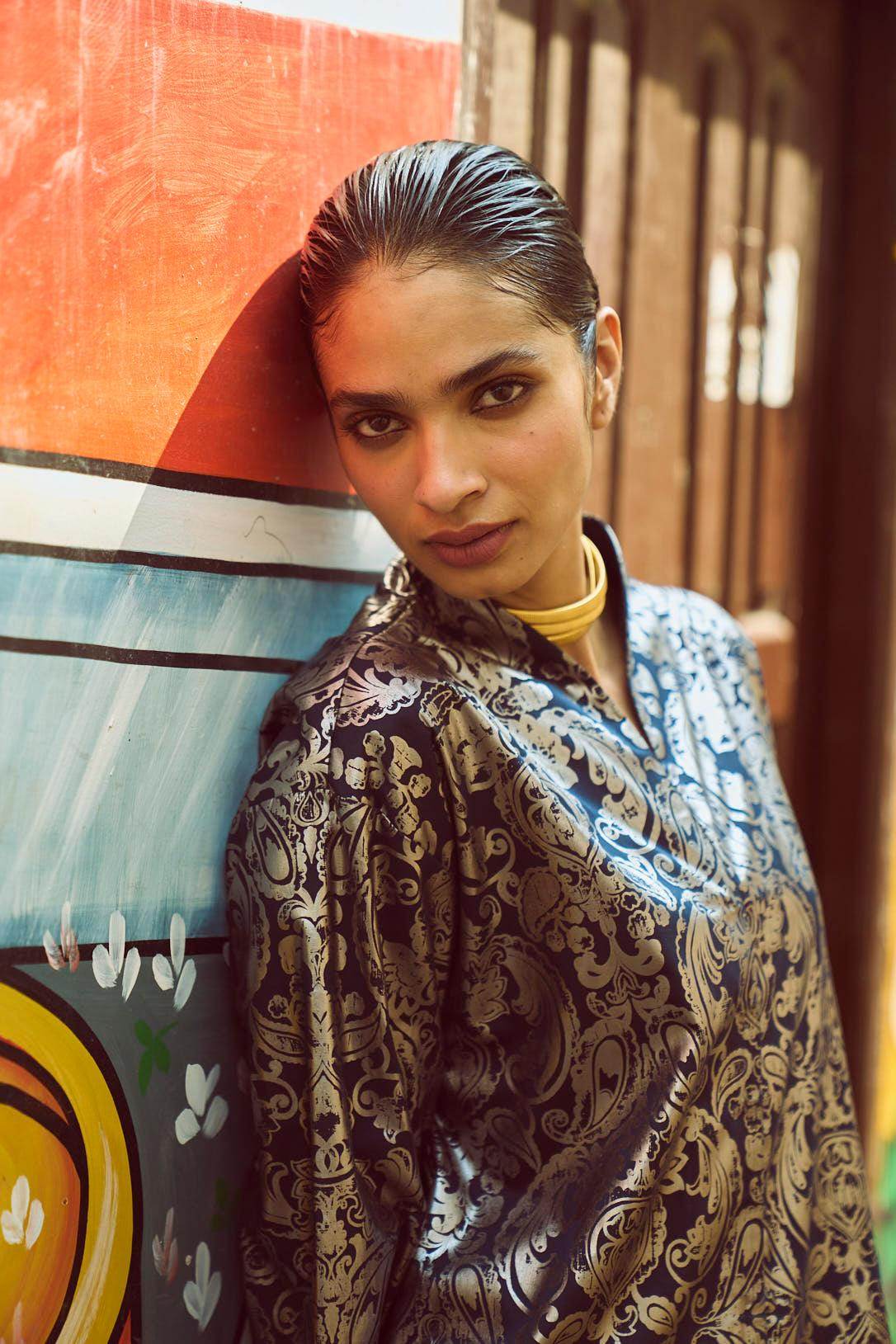 FOIL PRINT SHIRT DRESS - dash and dot