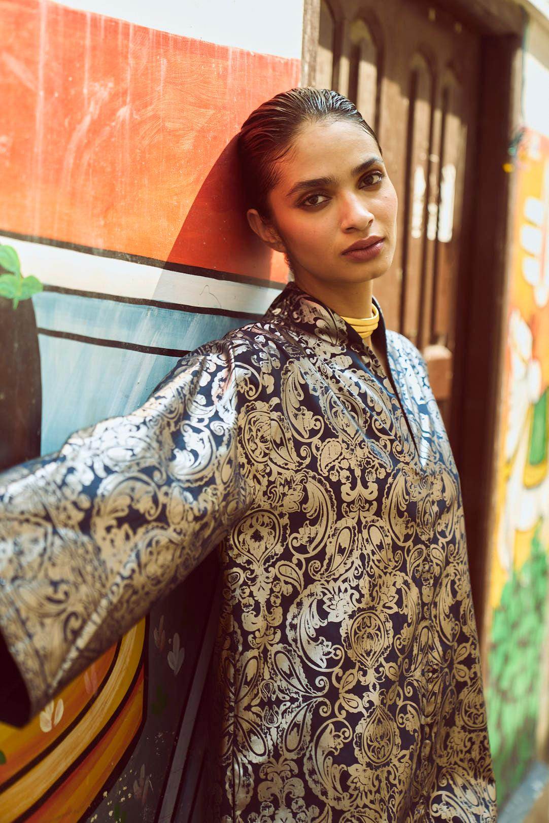 FOIL PRINT SHIRT DRESS - dash and dot