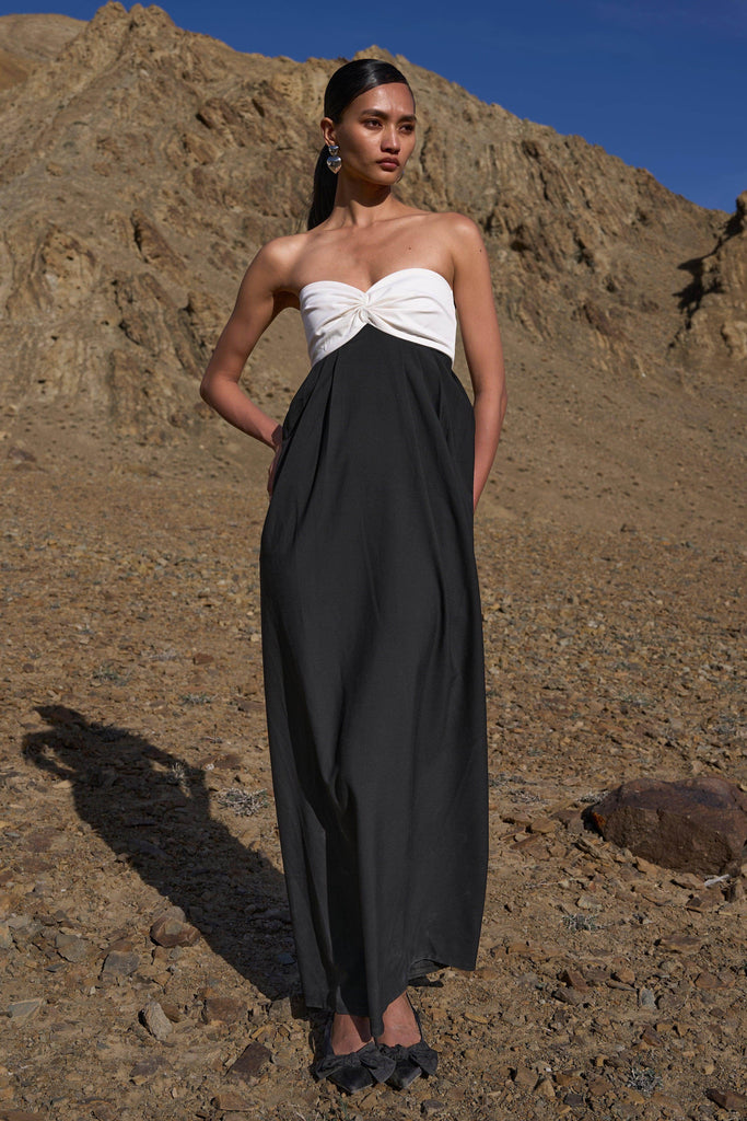 B/W BLOCKED DRAPE GOWN - dash and dot dash and dot