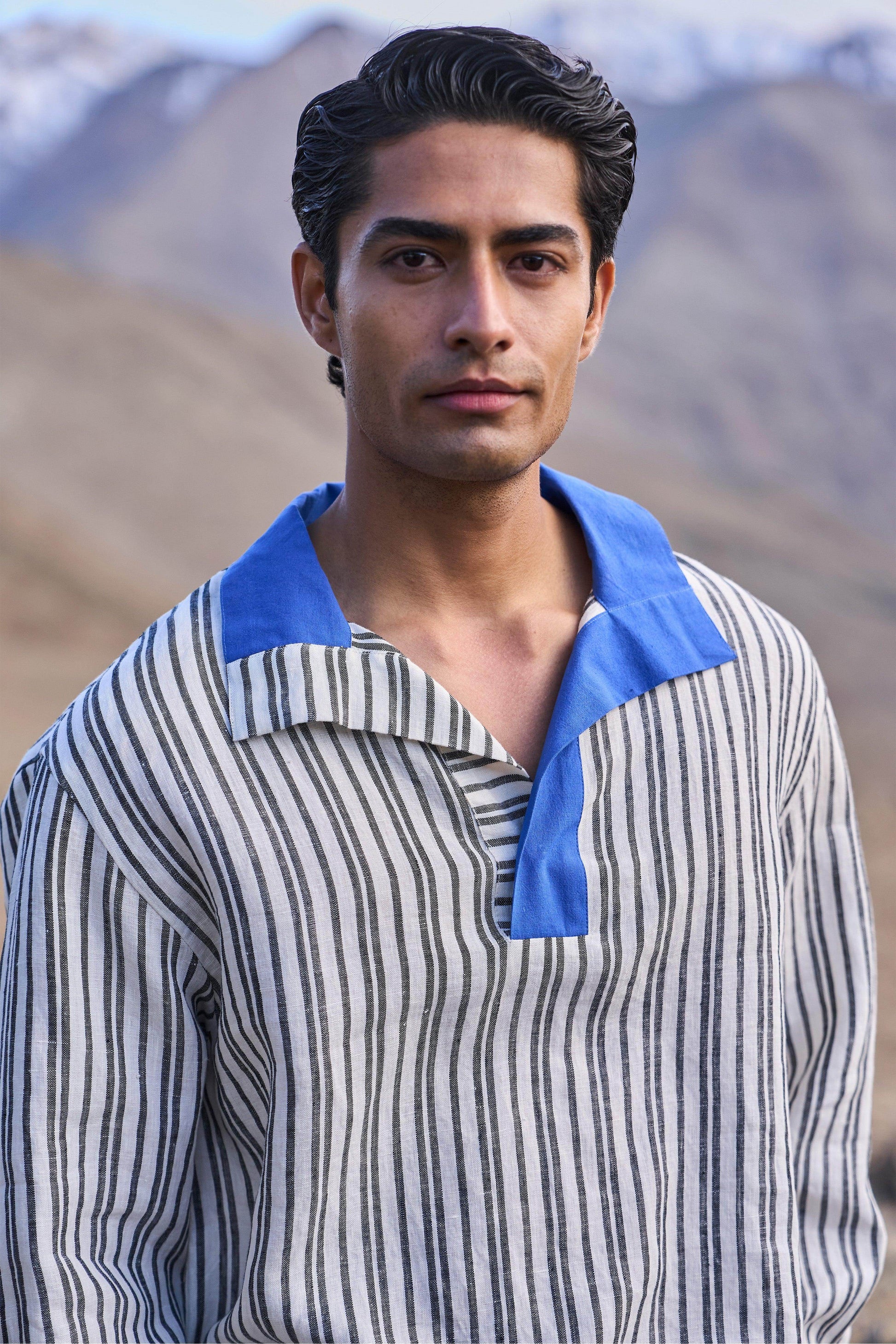 STRIPED LINEN POPOVER - dash and dot