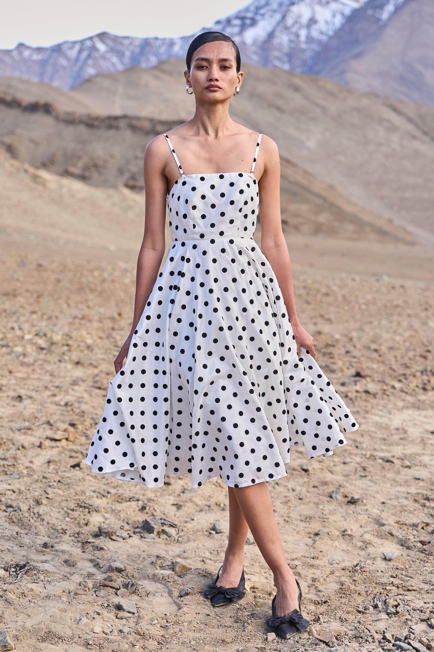 POLKA DOT FLARED DRESS - dash and dot