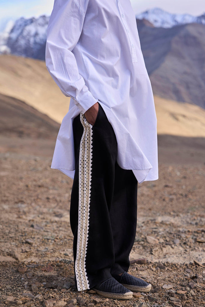 CROCHET STRIPE LINEN PANT - dash and dot dash and dot