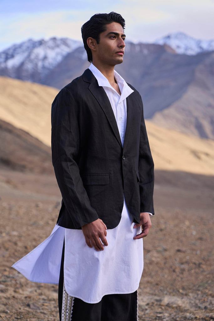 BLACK LINEN BLAZER - dash and dot dash and dot