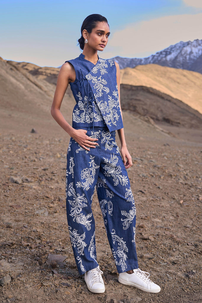 DENIM EMBROIDERED PANT - dash and dot dash and dot