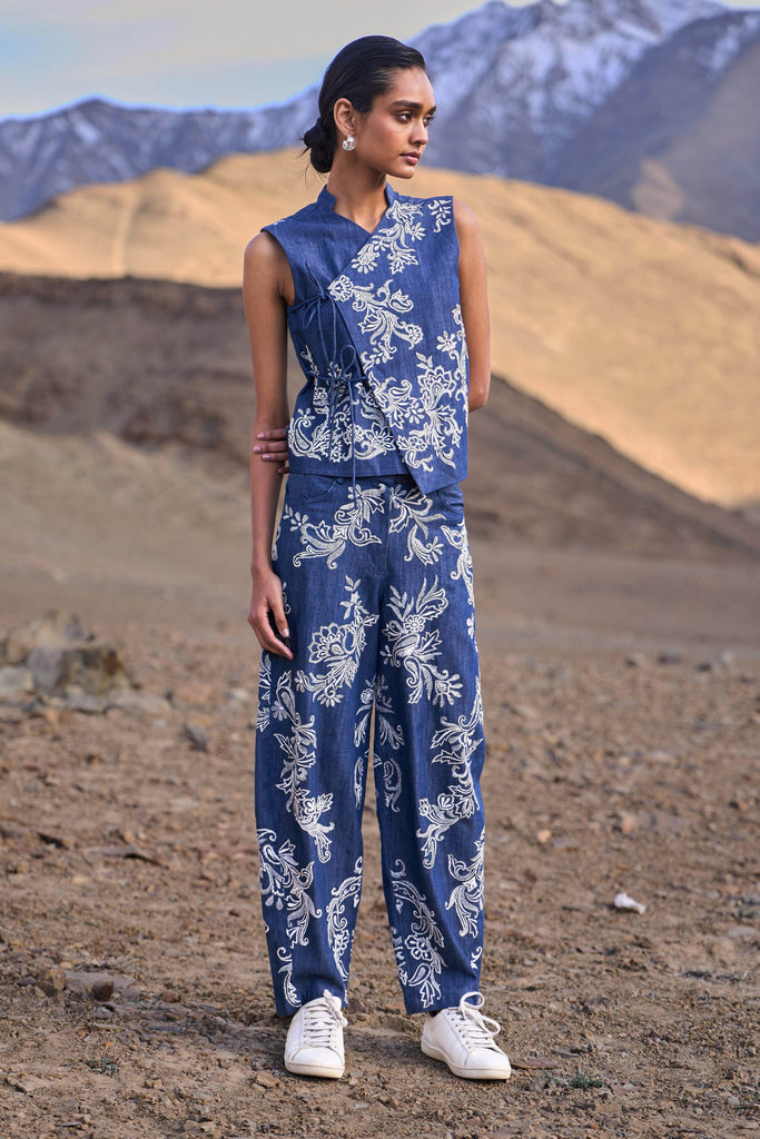 DENIM EMBROIDERED PANT - dash and dot dash and dot