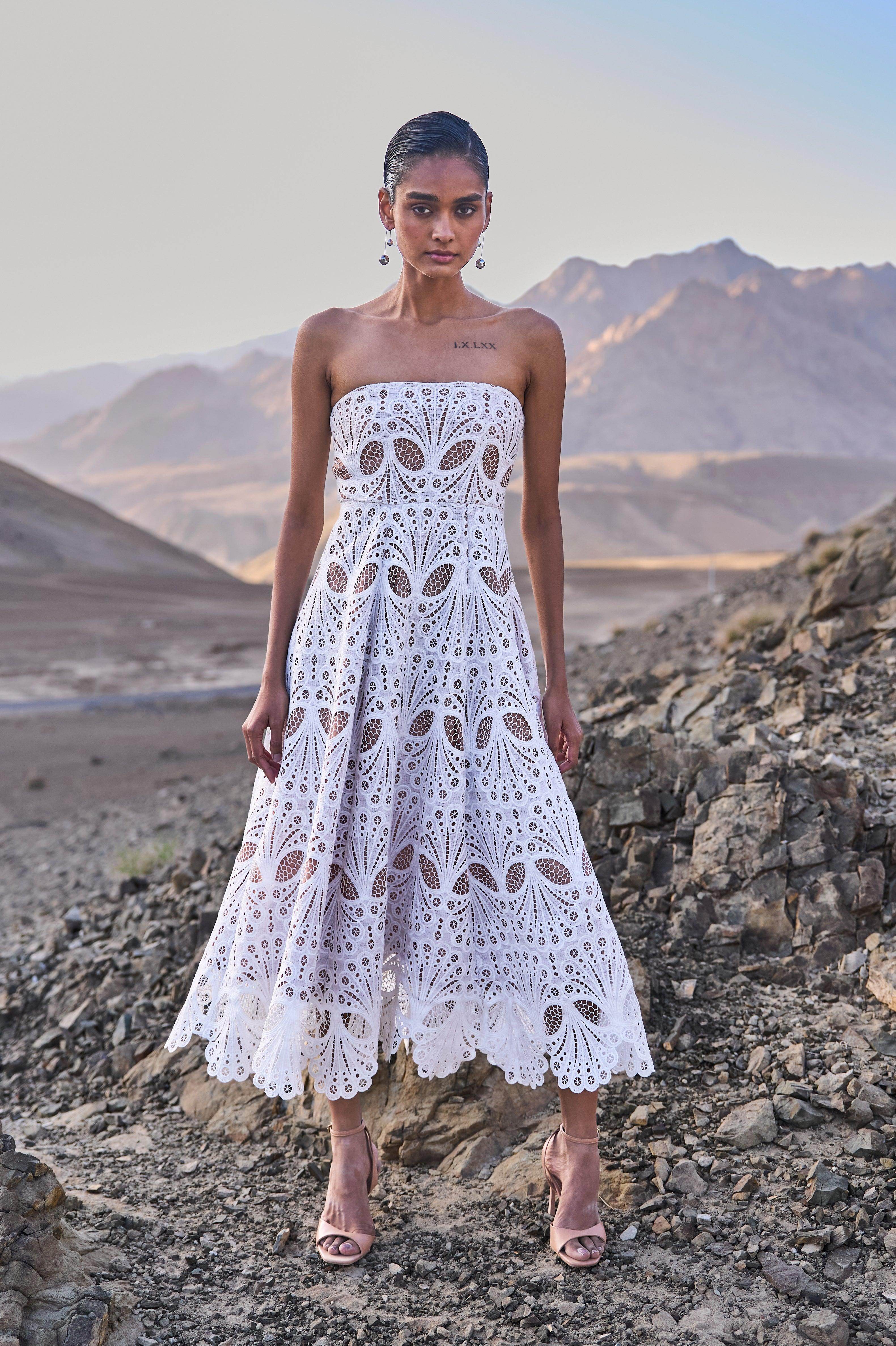 CUTWORK LACE MIDI
