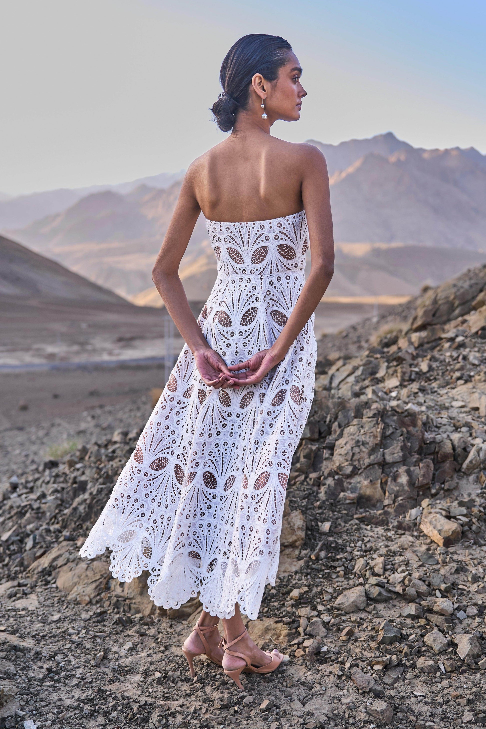 CUTWORK LACE MIDI - dash and dot