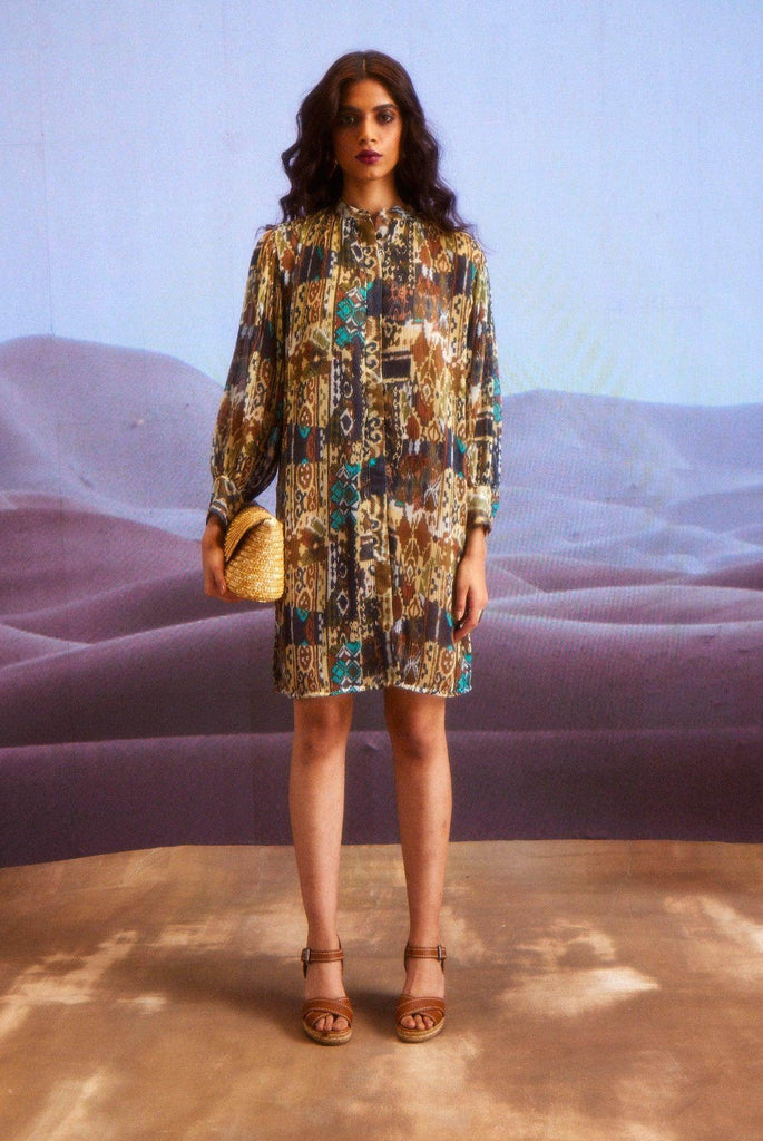 TRIBAL PLEATED MIDI - dash and dot dash and dot