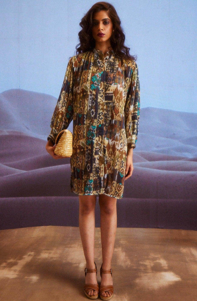 TRIBAL PLEATED MIDI - dash and dot dash and dot