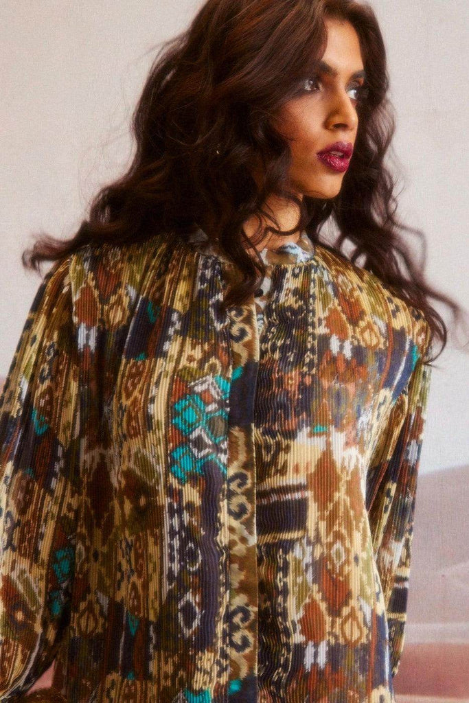 TRIBAL PLEATED MIDI - dash and dot dash and dot