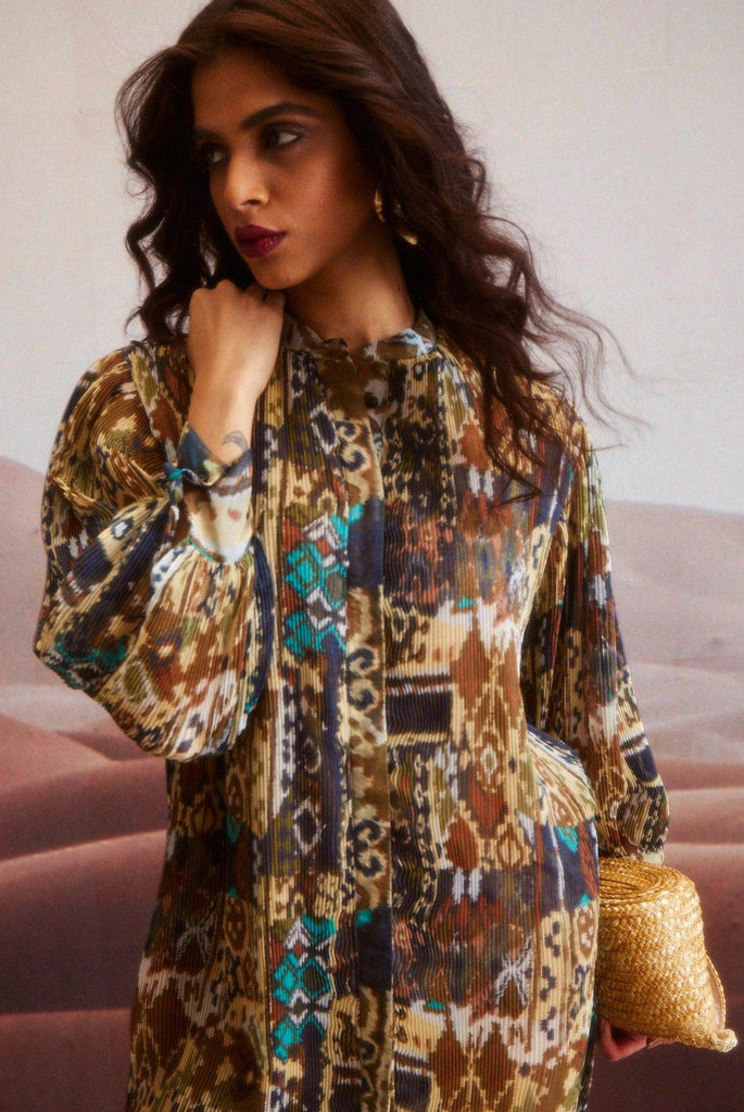 TRIBAL PLEATED MIDI - dash and dot dash and dot