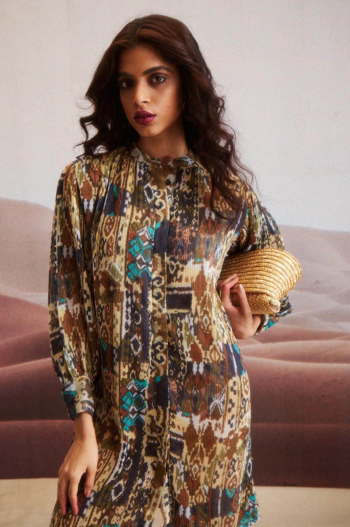 TRIBAL PLEATED MIDI - dash and dot dash and dot