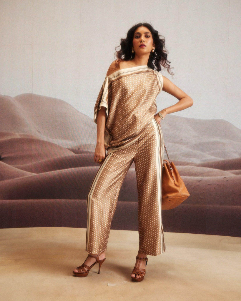 KHAKI SCARF SET - dash and dot dash and dot