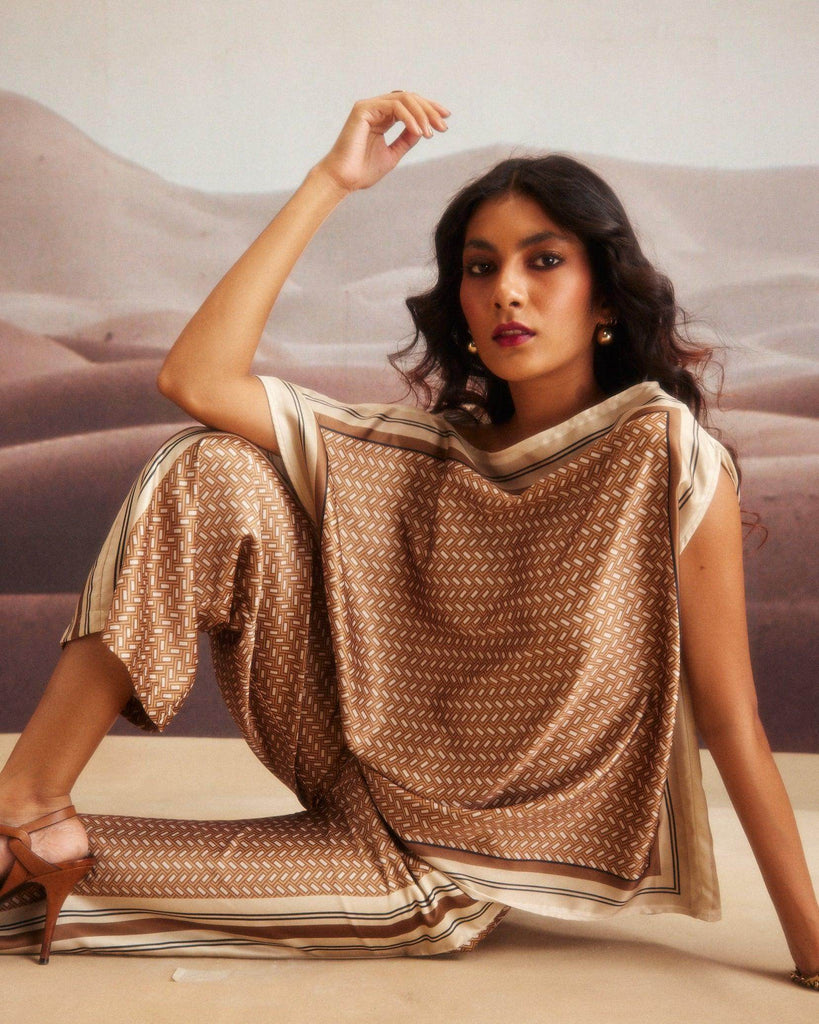 KHAKI SCARF SET - dash and dot dash and dot