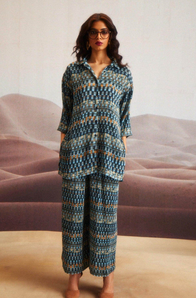 PRINT PLEAT SHIRT - dash and dot dash and dot