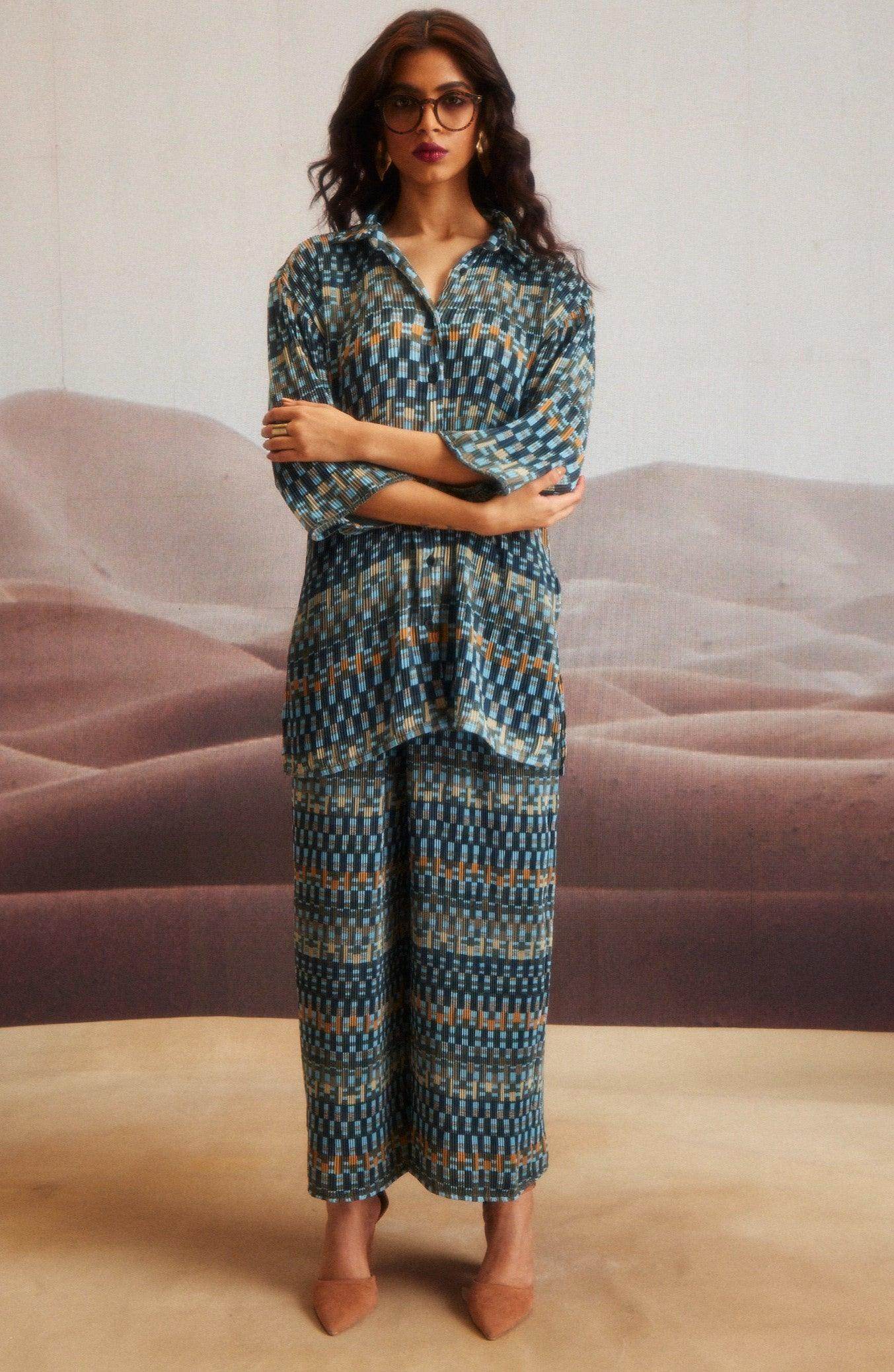 PRINT PLEAT PANT SET - dash and dot