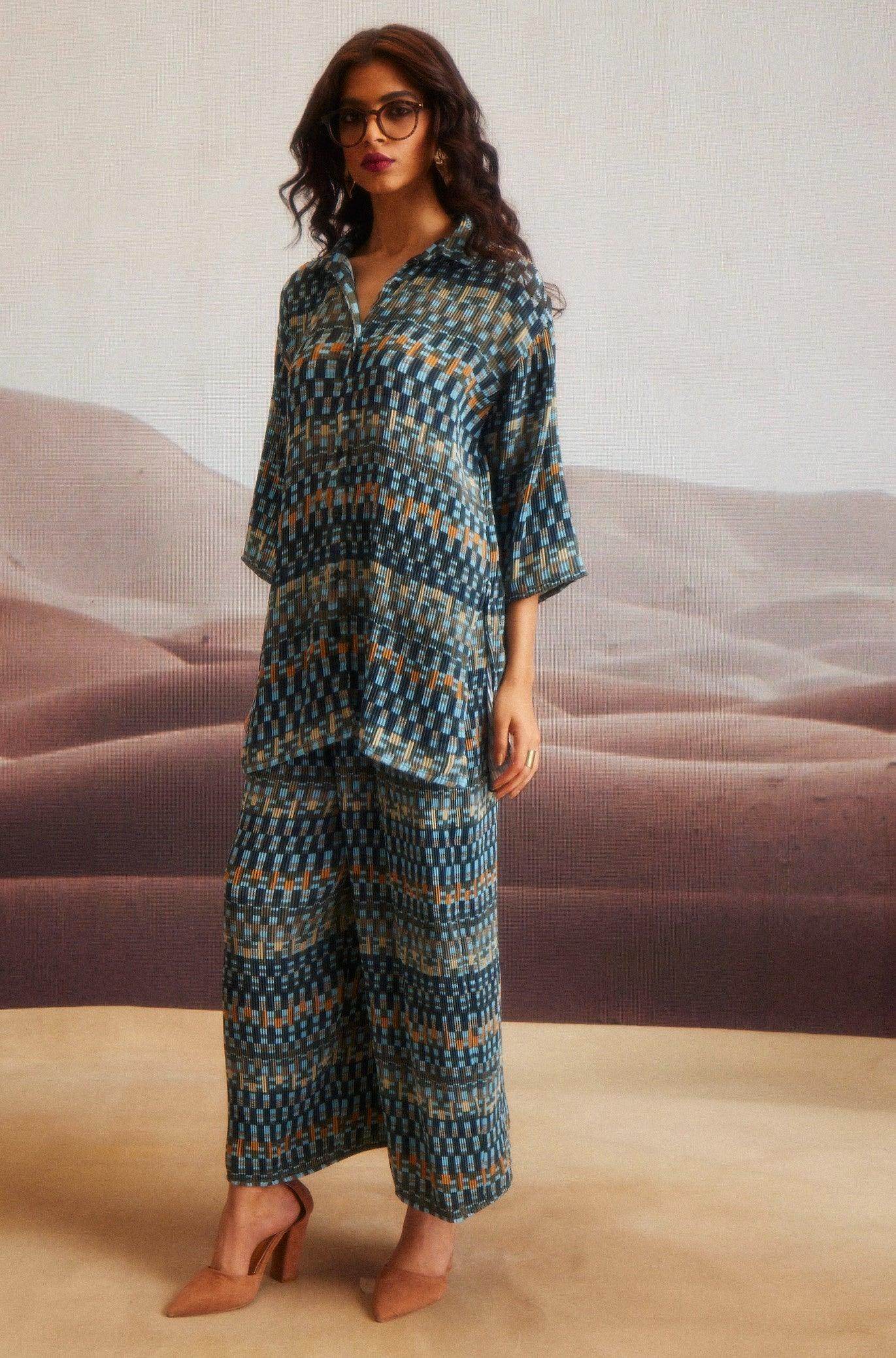 PRINT PLEAT PANT SET - dash and dot