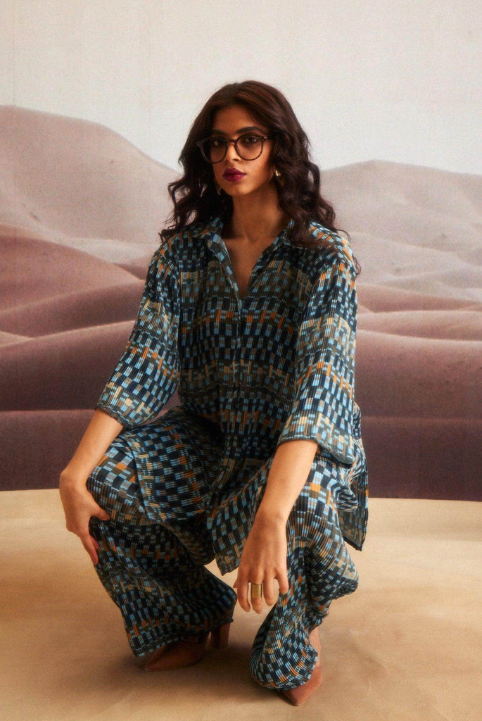 PRINT PLEAT PANT SET - dash and dot dash and dot