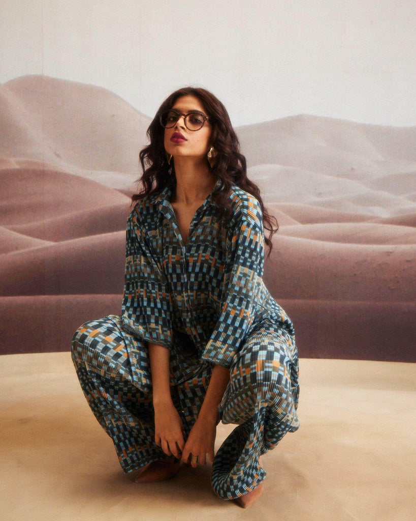 PRINT PLEAT PANT SET - dash and dot dash and dot