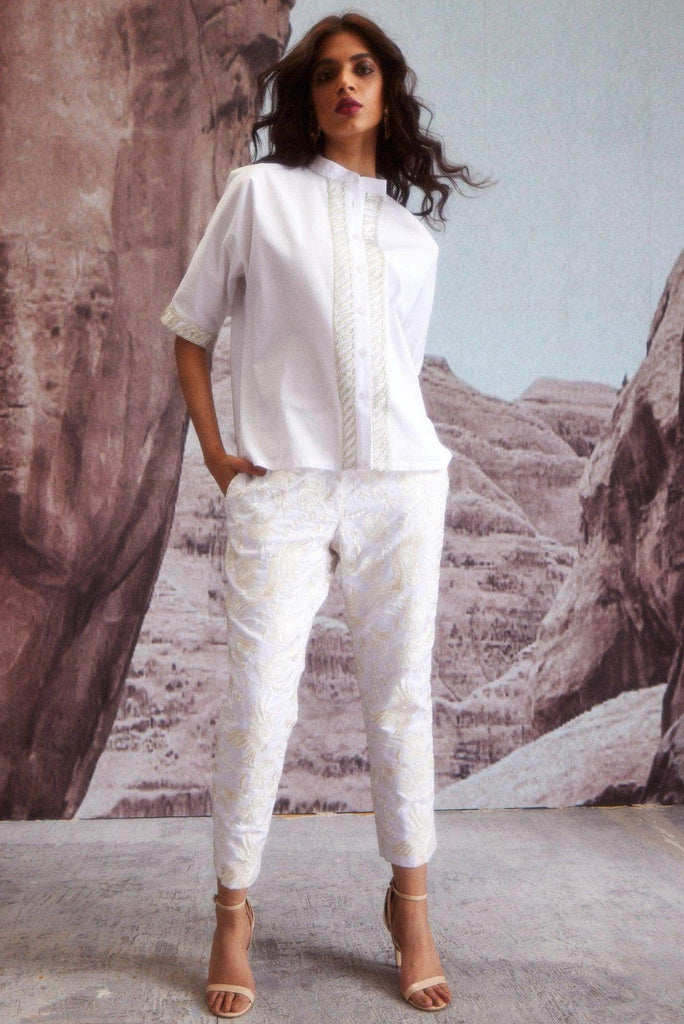 EMBROIDERED IVORY PANTS - dash and dot dash and dot