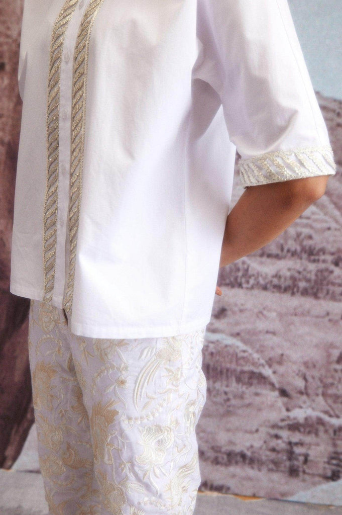 EMBROIDERED IVORY PANTS - dash and dot dash and dot