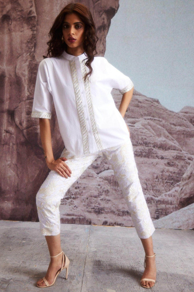 EMBROIDERED IVORY PANTS - dash and dot dash and dot