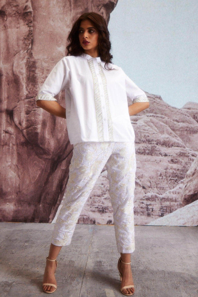 EMBROIDERED IVORY PANTS - dash and dot dash and dot