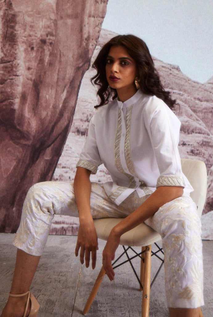 EMBROIDERED IVORY PANTS - dash and dot dash and dot