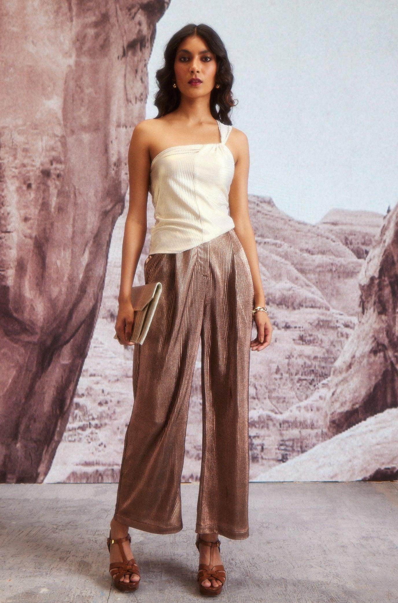 BRONZE PLEAT PANT - dash and dot