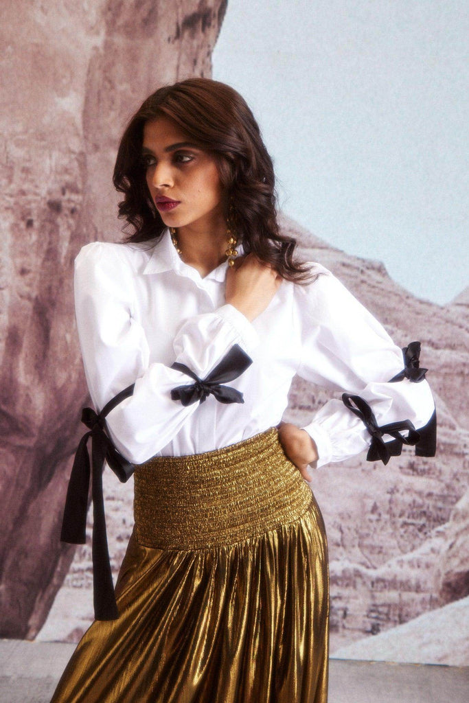 CONTRAST SLEEVE TIE SHIRT - dash and dot dash and dot