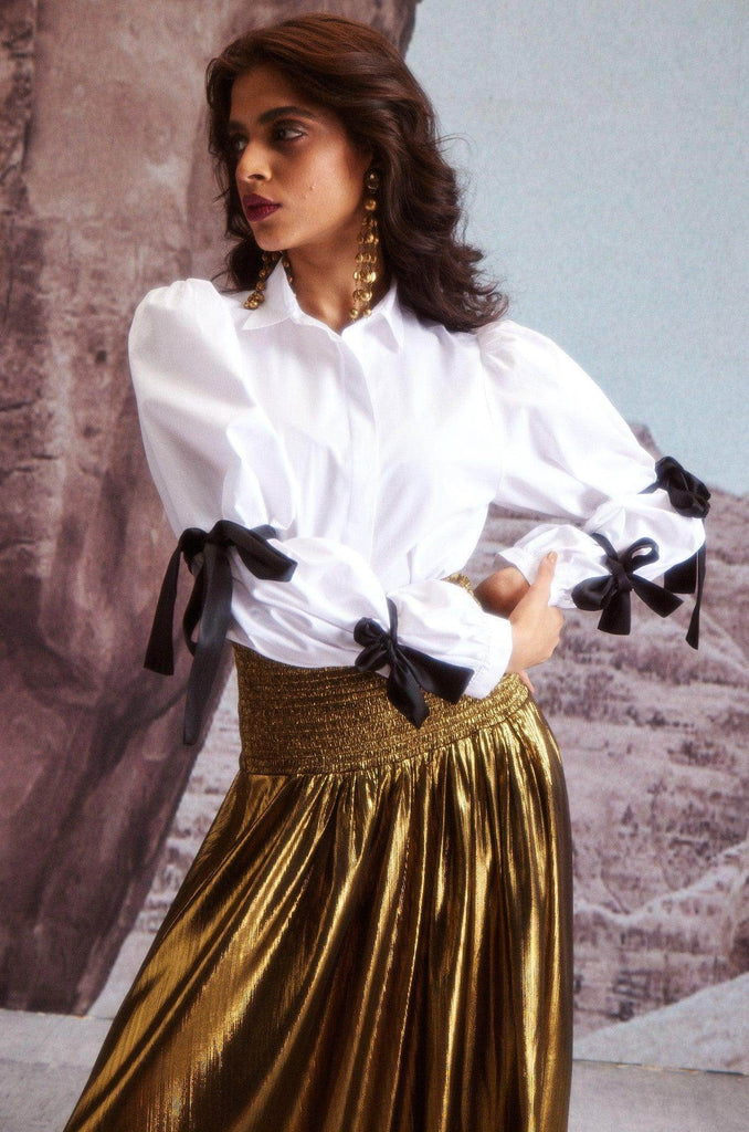 CONTRAST SLEEVE TIE SHIRT - dash and dot dash and dot