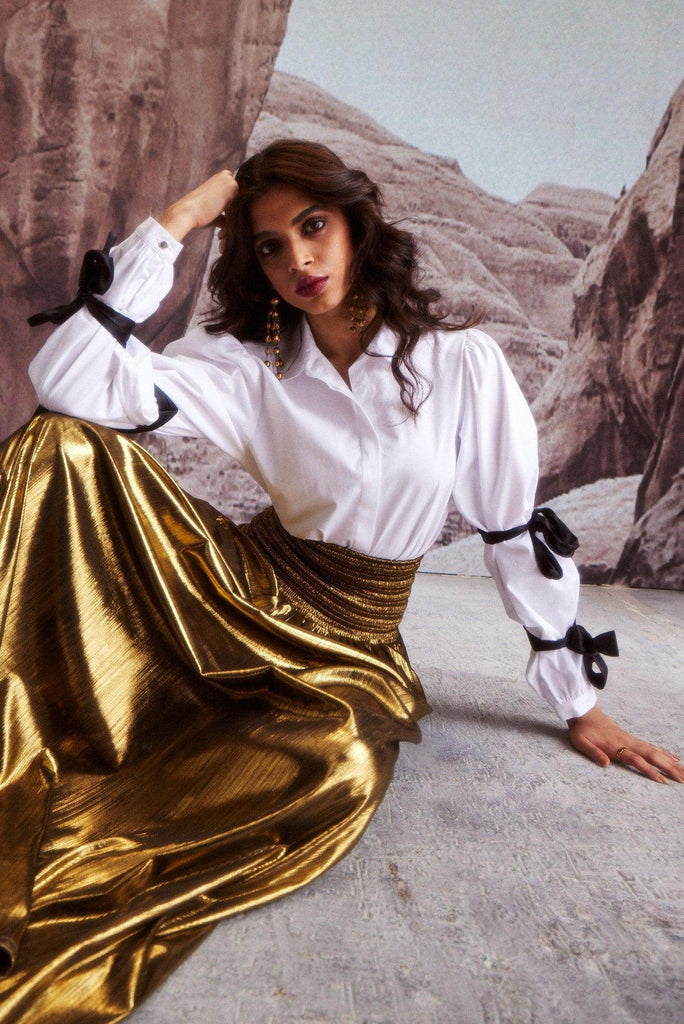 CONTRAST SLEEVE TIE SHIRT - dash and dot dash and dot