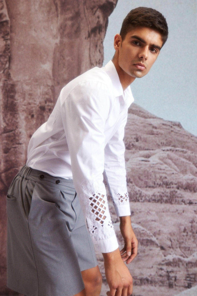 EMBROIDERED CUFF SHIRT - dash and dot dash and dot