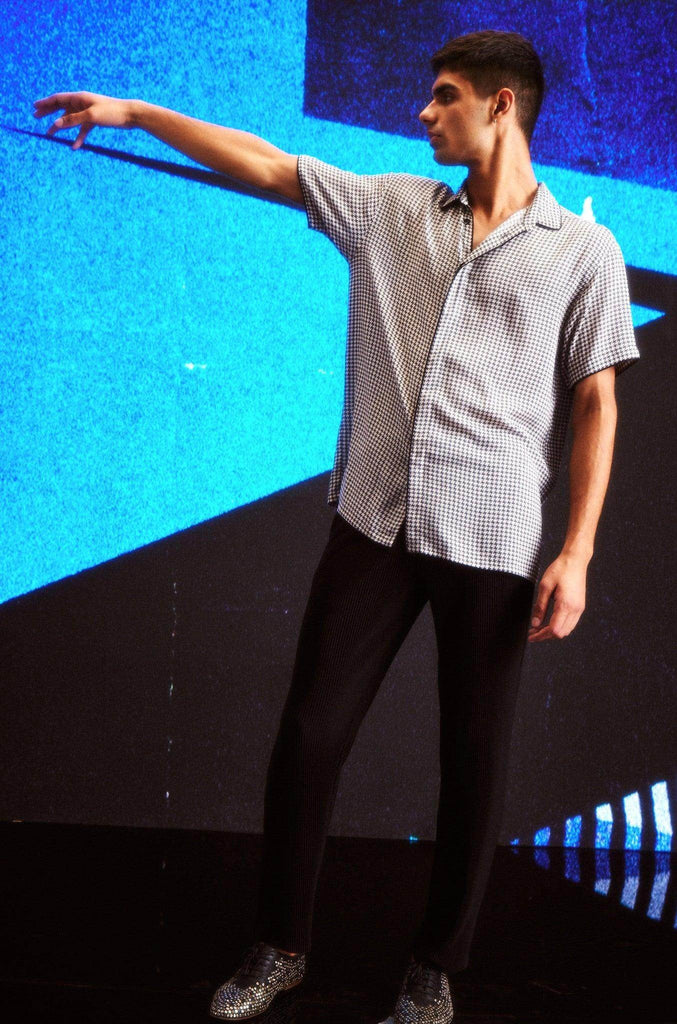 HOUNDSTOOTH HALF SLEEVE SHIRT - dash and dot dash and dot