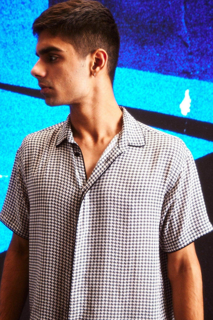 HOUNDSTOOTH HALF SLEEVE SHIRT - dash and dot dash and dot