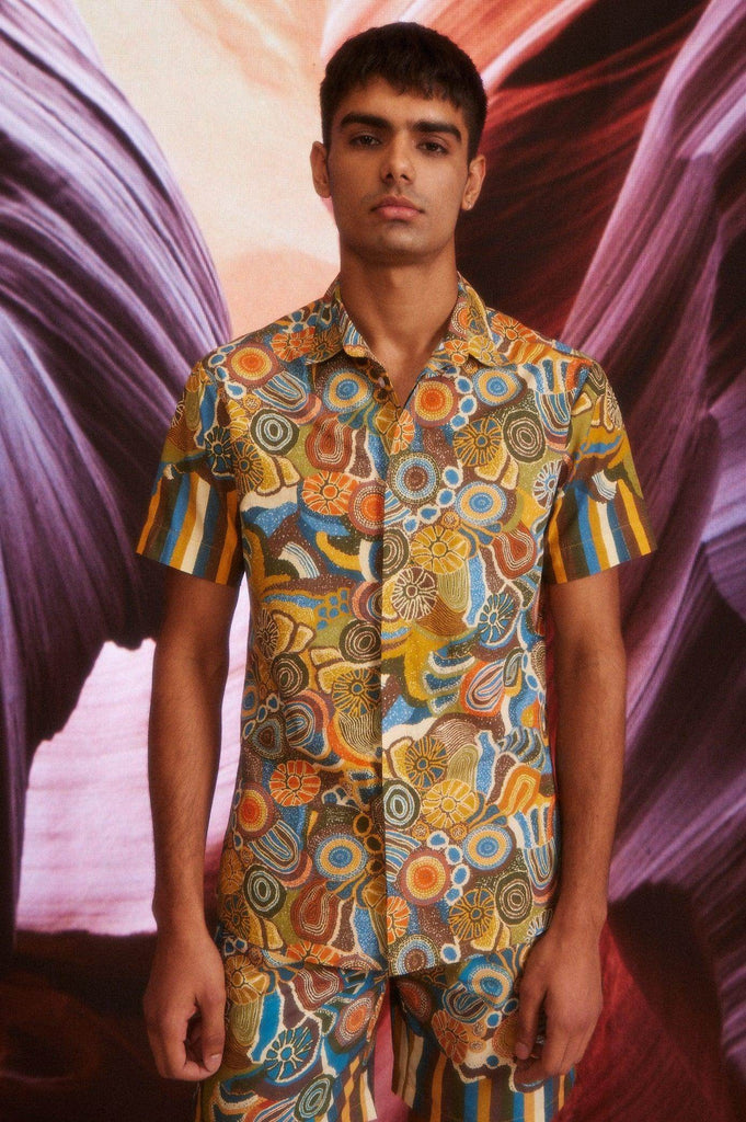 EARTH MULTI HALF SLEEVE SHIRT - dash and dot dash and dot