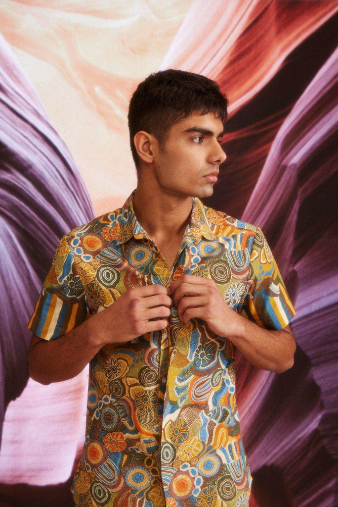 EARTH MULTI HALF SLEEVE SHIRT - dash and dot dash and dot