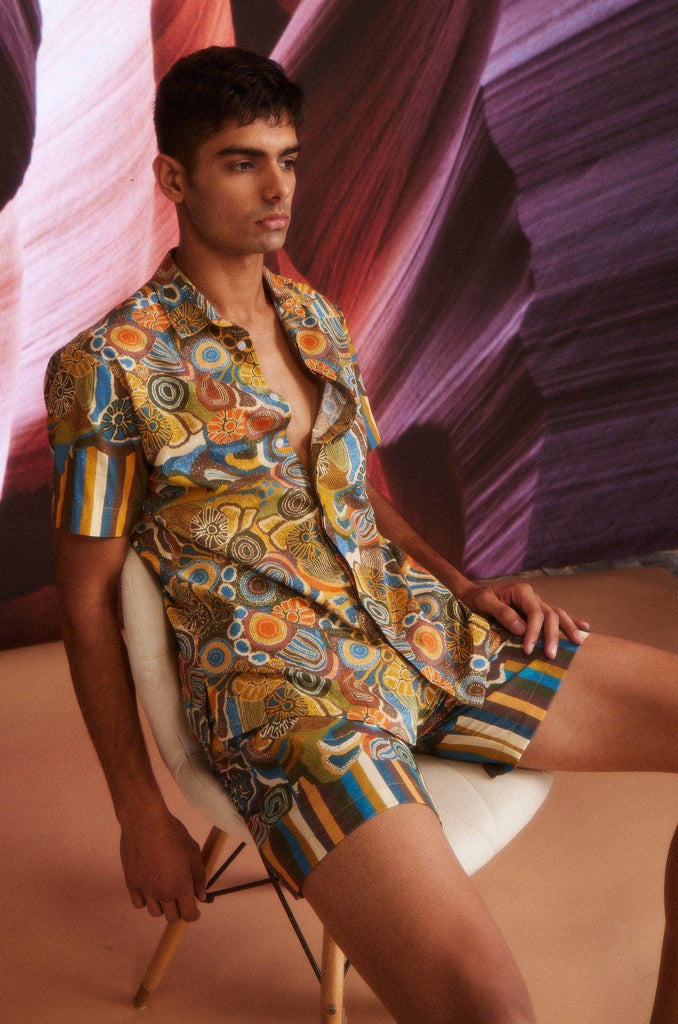 EARTH MULTI HALF SLEEVE SHIRT - dash and dot dash and dot