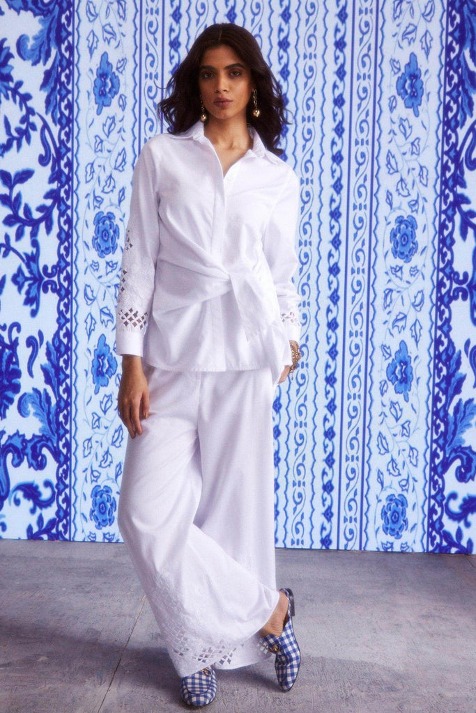 CUTWORK CUFF SIDE TIE SHIRT - dash and dot dash and dot